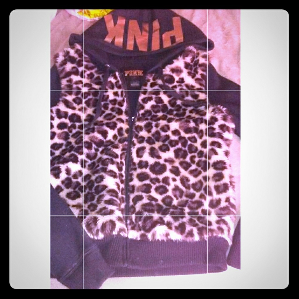 PINK leapard zip up HTF